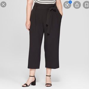 A New Day cropped tie waist black pants size 2